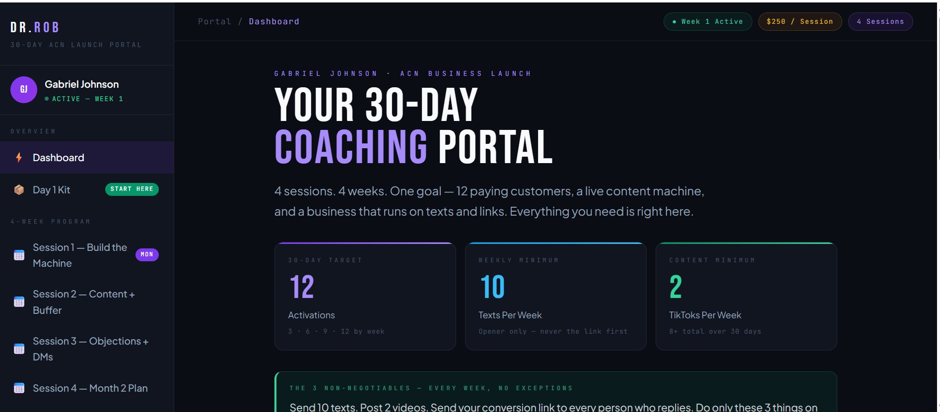 Dr. Rob Coaching Portal